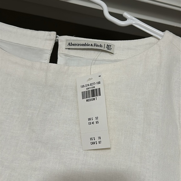 Abercrombie and Fitch White Linen T-shirt Dress with pockets - Picture 2 of 5